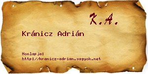 Kránicz Adrián névjegykártya